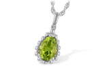 Allison Kaufman Peridot Necklace in 14K White Gold, 1.30 ctw