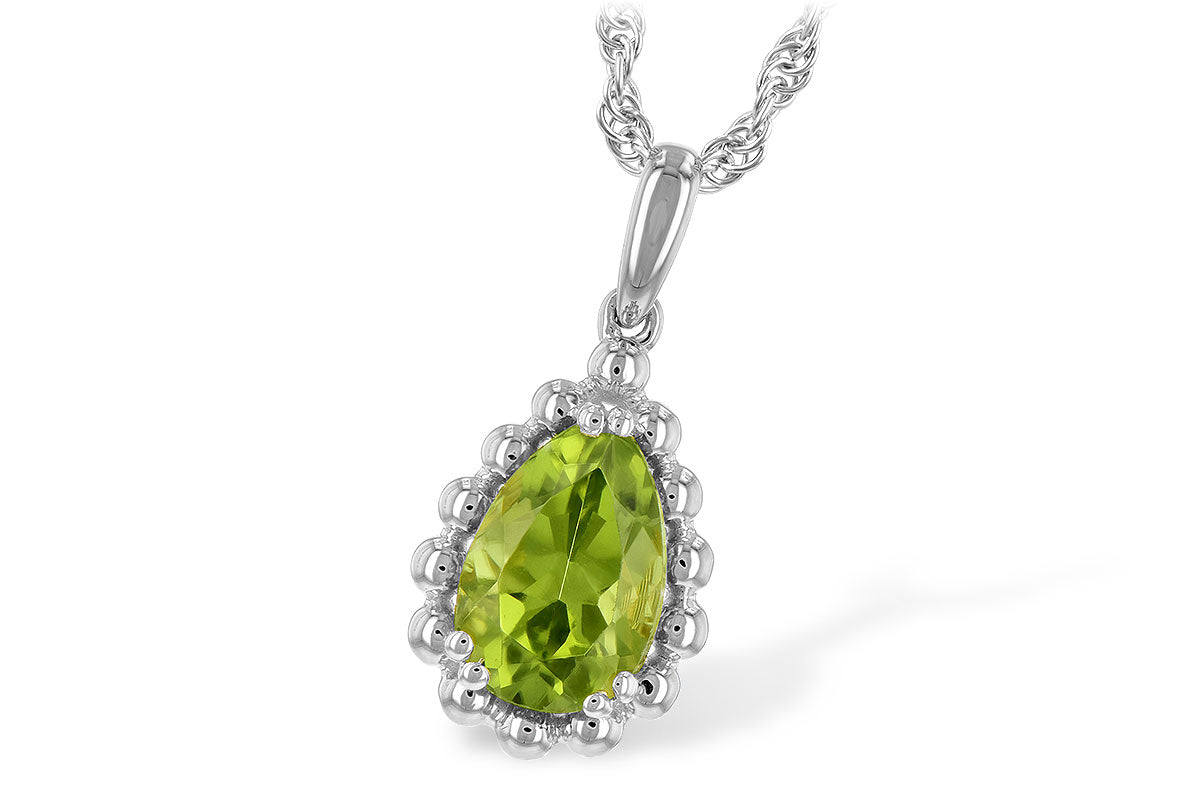 Allison Kaufman Peridot Necklace in 14K White Gold, 1.30 ctw