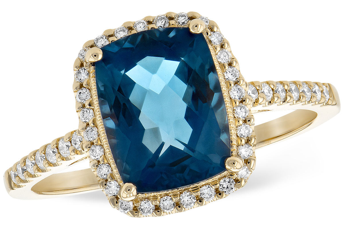 Allison Kaufman London Blue Topaz & Diamond Ring in 14K Yellow Gold, 2.62 ctw