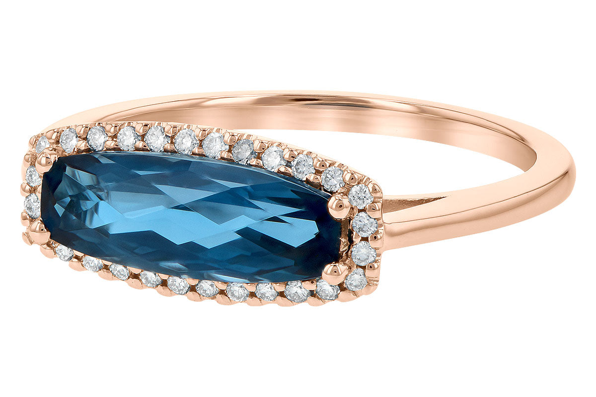 Allison Kaufman London Blue Topaz & Diamond Ring in 14K Rose Gold, 1.90 ctw, alternate view