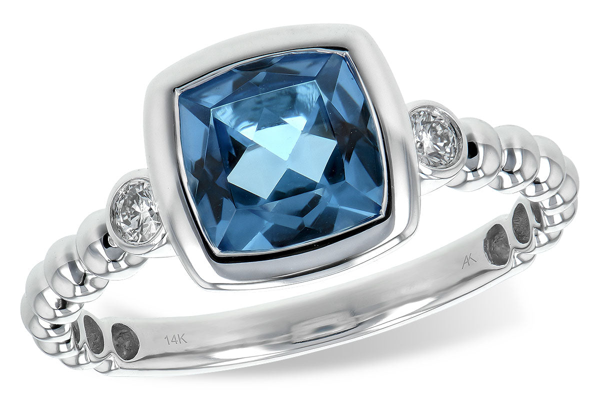 Allison Kaufman Blue Topaz & Diamond Ring in 14K White Gold, 1.65 ctw (D5654)