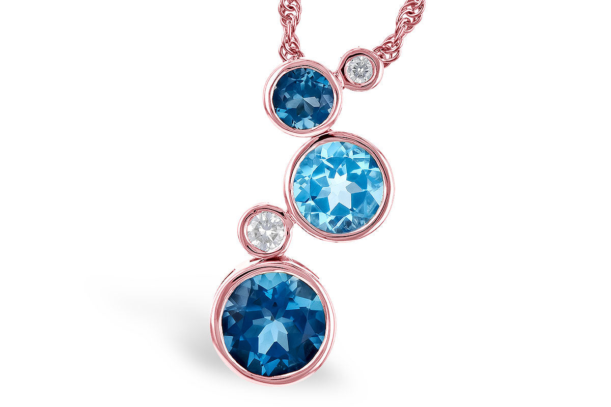 Allison Kaufman Blue Topaz & Diamond Necklace in 14K Rose Gold, 2.40 ctw