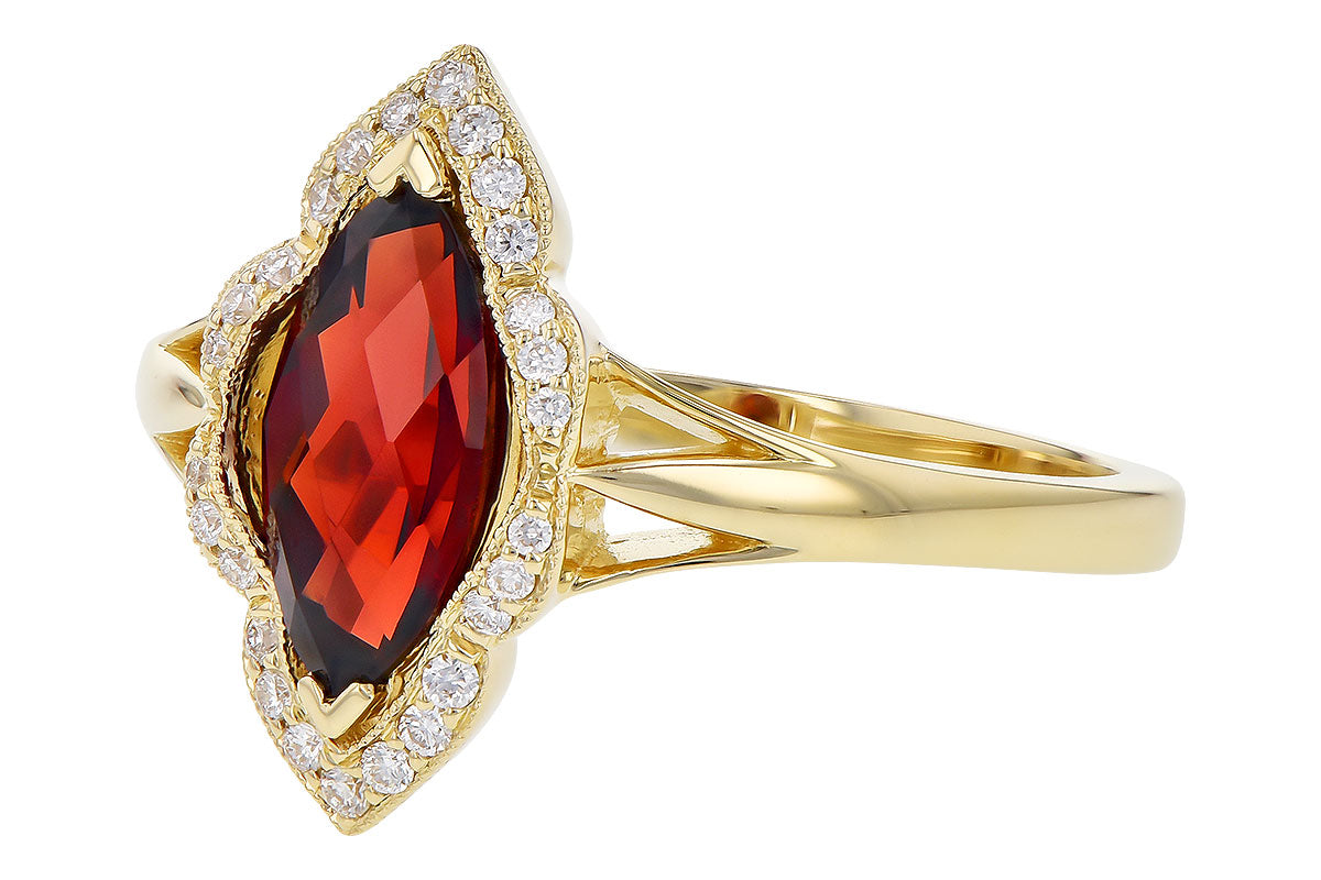 Allison Kaufman Garnet & Diamond Ring in 14K Yellow Gold, 1.36 ctw, alternate view