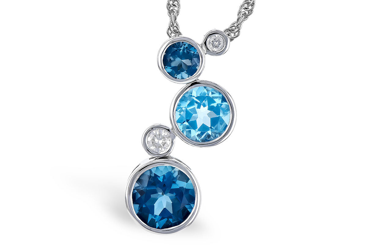 Allison Kaufman Blue Topaz & Diamond Necklace in 14K White Gold, 2.40 ctw
