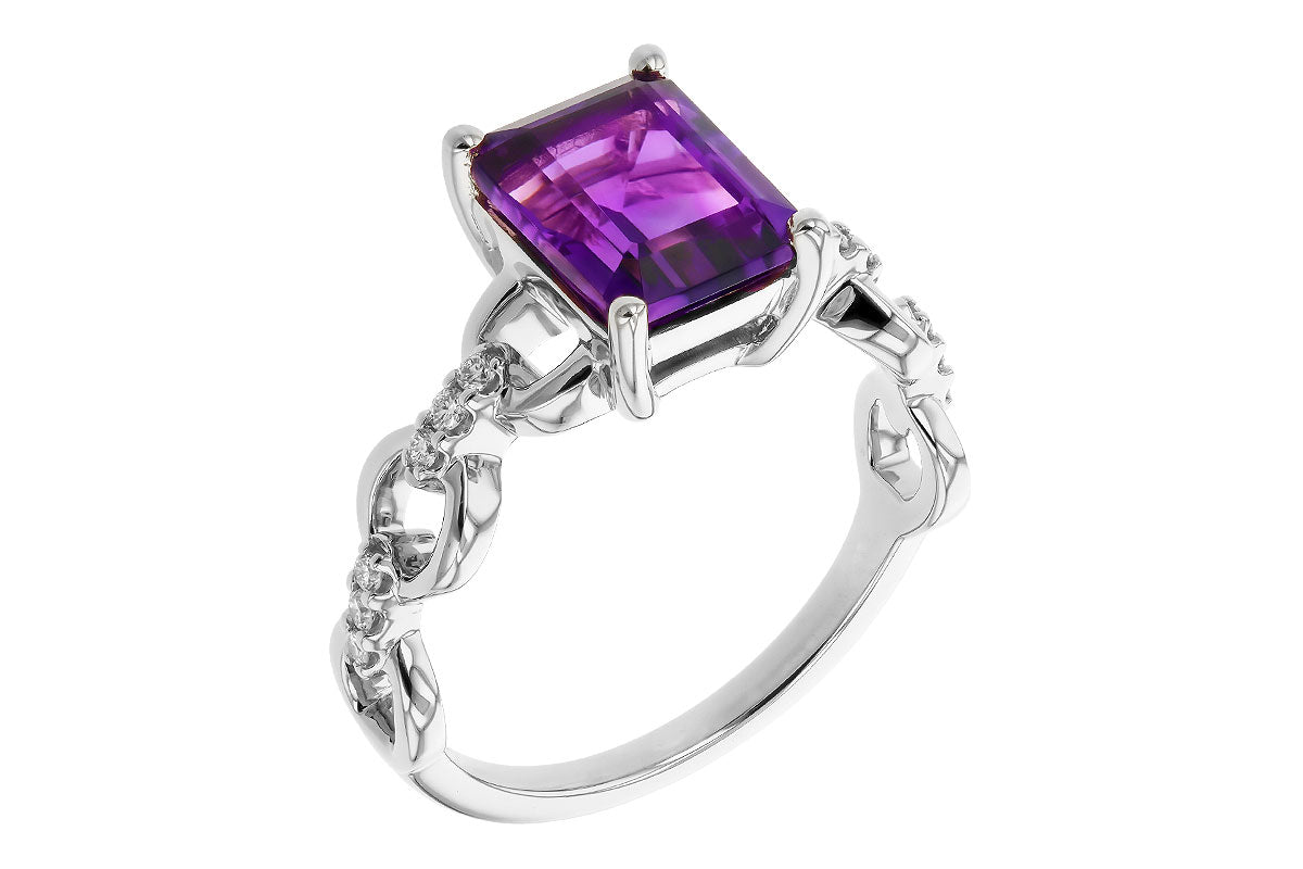 Allison Kaufman Amethyst & Diamond Ring in 14K White Gold, 2.05 ctw, alternate view