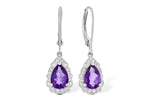 Allison Kaufman Amethyst & Diamond Earrings in 14K White Gold, 1.30 ctw