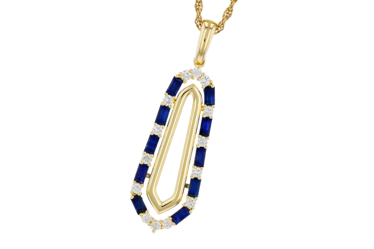 Allison Kaufman Sapphire & Diamond Necklace in 14K Yellow Gold, 0.94 ctw