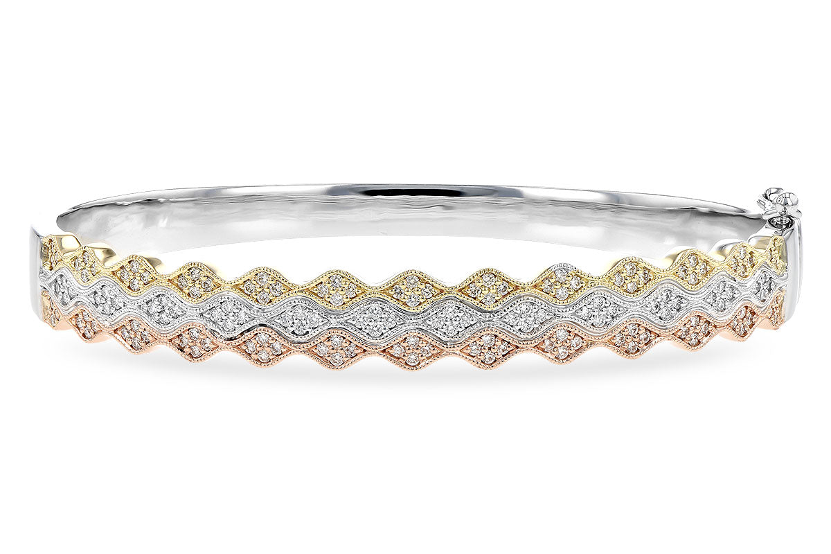 Allison Kaufman Diamond Bangle Bracelet in 14K Tri-Tone Gold, 0.86 ctw