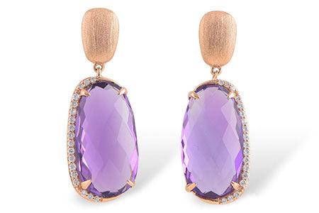 Allison Kaufman Amethyst & Diamond Earrings in 14K Rose Gold, 14.52 ctw