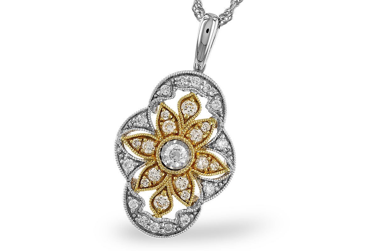 Allison Kaufman Diamond Necklace in 14K Yellow & White Gold, 0.33 ctw (N8477)