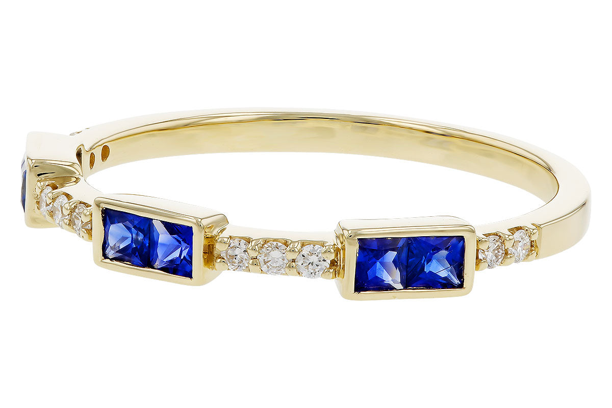 Allison Kaufman Sapphire & Diamond Wedding Band in 14K Yellow Gold, 0.43 ctw (W2651), alternate view