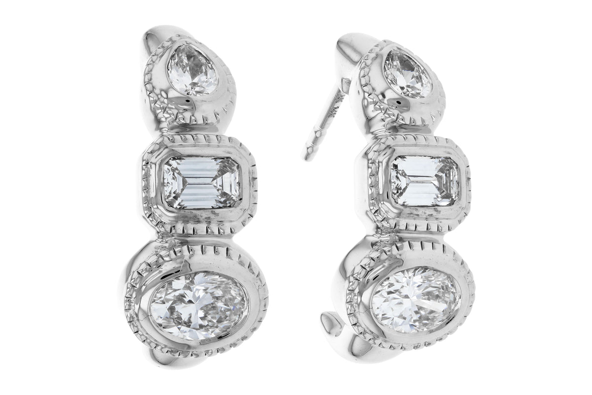Allison Kaufman Fancy-Cut Diamond Earrings in 14K White Gold, 0.68 ctw