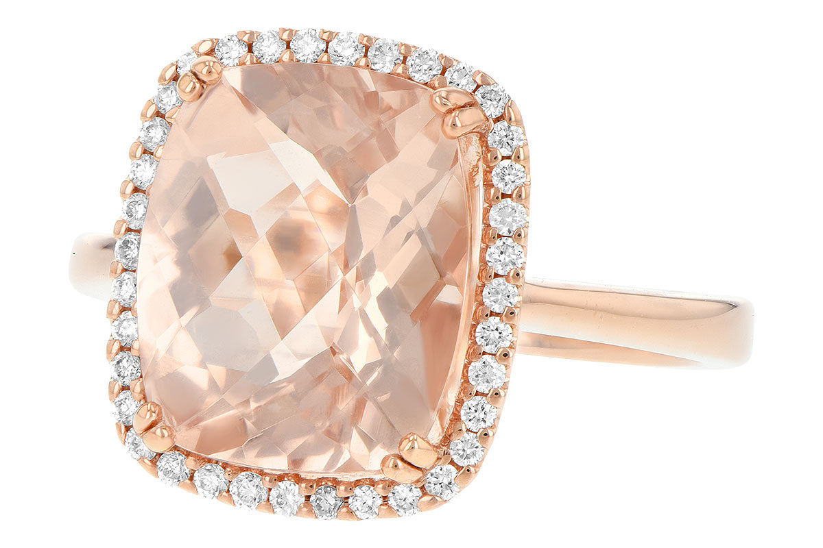 Allison Kaufman Morganite & Diamond Ring in 14K Rose Gold, 4.33 ctw, alternate view