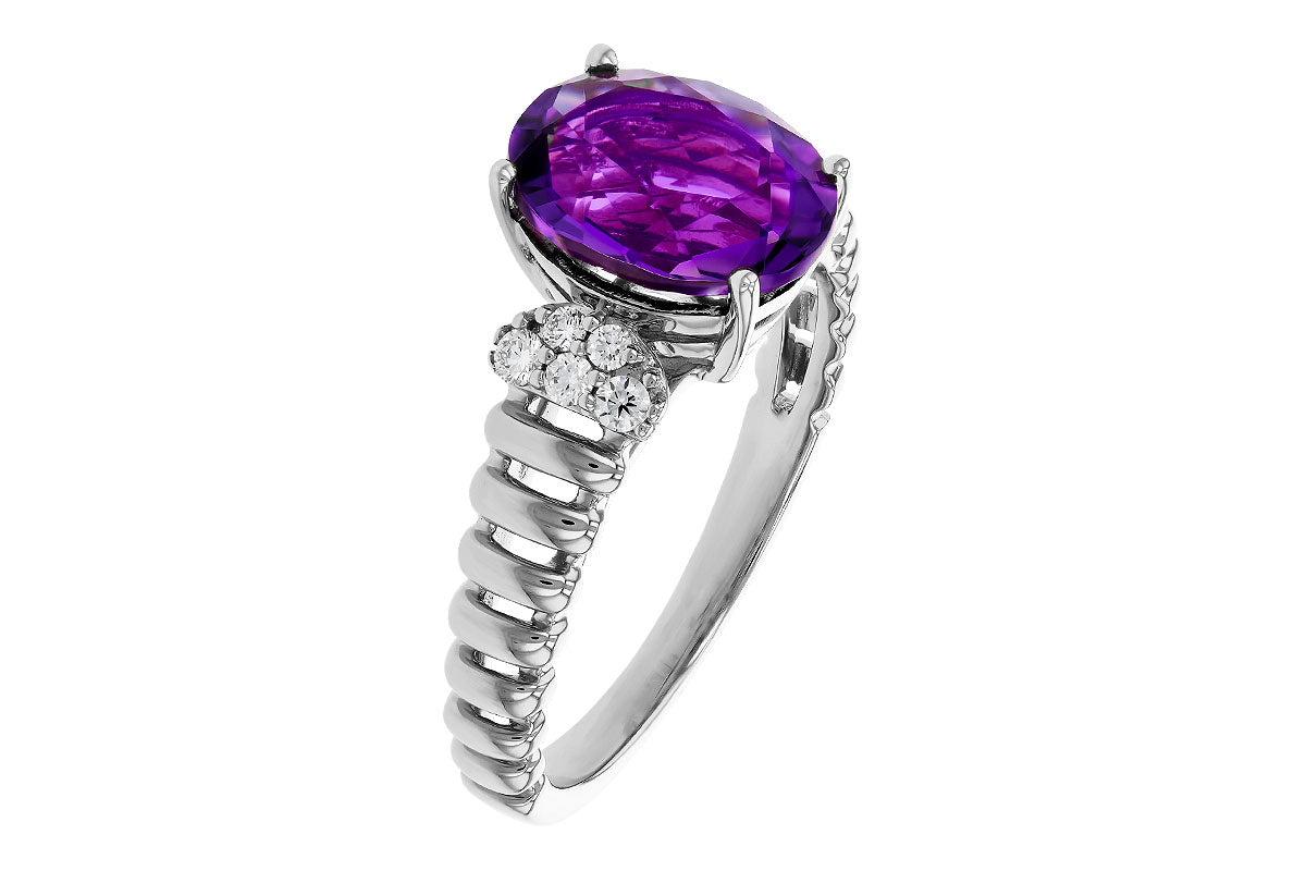 Allison Kaufman Amethyst & Diamond Ring in 14K White Gold, 2.26 ctw, alternate view
