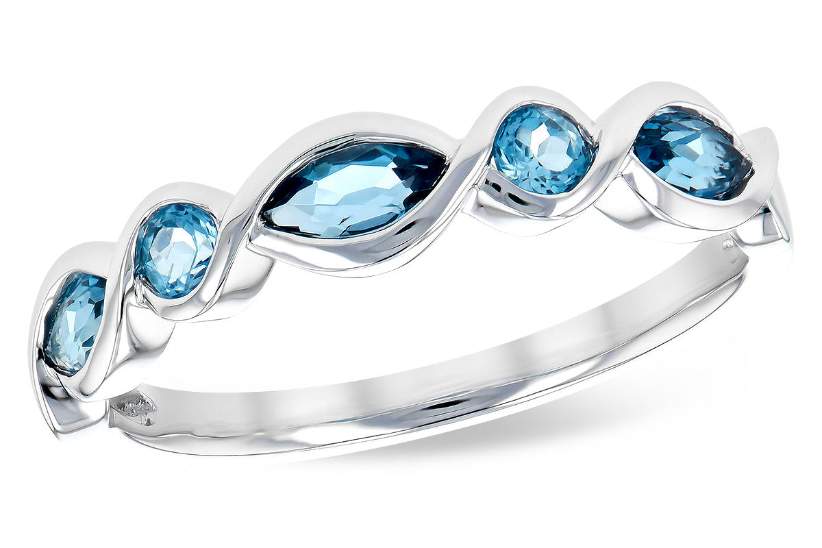 Allison Kaufman Blue Topaz Ring in 14K White Gold, 0.60 ctw