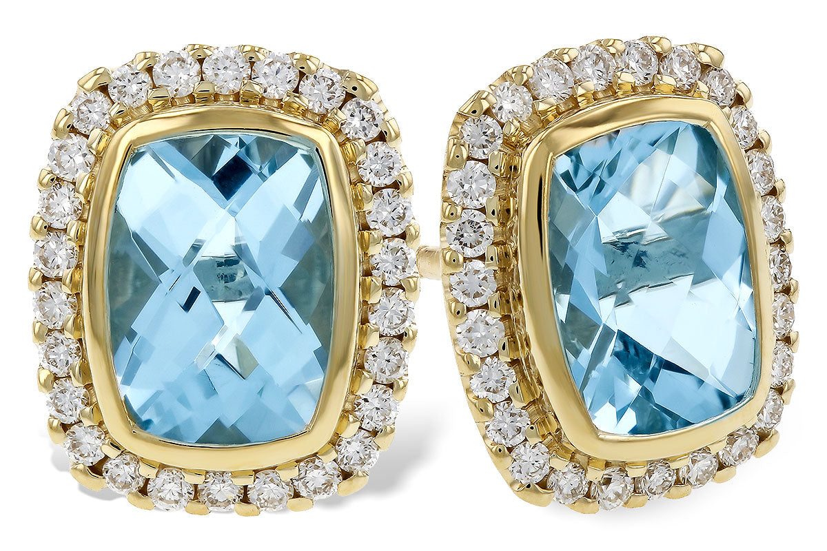 Allison Kaufman Aquamarine & Diamond Earrings in 14K Yellow Gold, 1.76 ctw