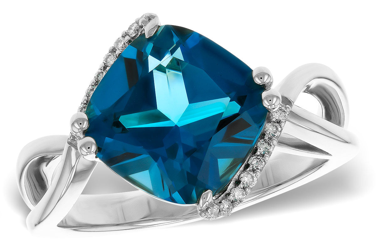 Allison Kaufman London Blue Topaz & Diamond Ring in 14K White Gold, 4.50 ctw