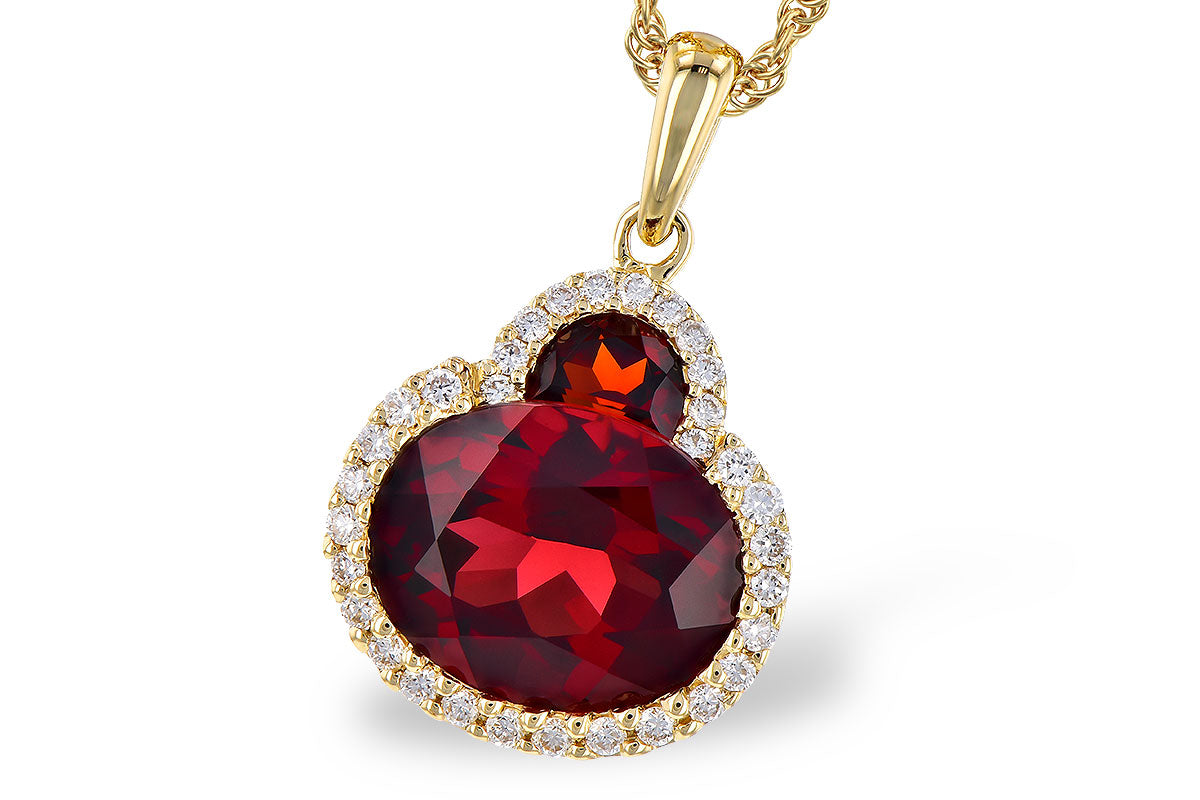 Allison Kaufman Garnet & Diamond Necklace in 14K Yellow Gold, 3.16 ctw
