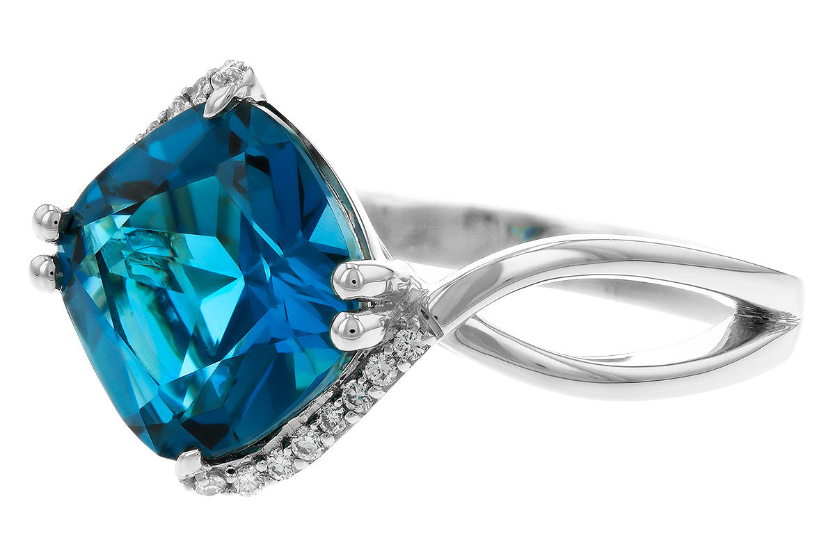 Allison Kaufman London Blue Topaz & Diamond Ring in 14K White Gold, 4.50 ctw, alternate view