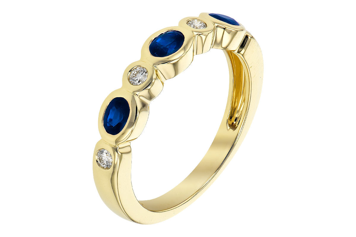 Allison Kaufman Sapphire & Diamond Wedding Band in 14K Yellow Gold, 0.78 ctw (W2438), alternate view