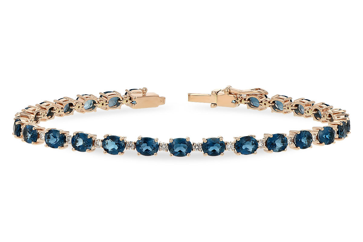 Allison Kaufman London Blue Topaz & Diamond Bracelet in 14K Yellow Gold, 9.55 ctw