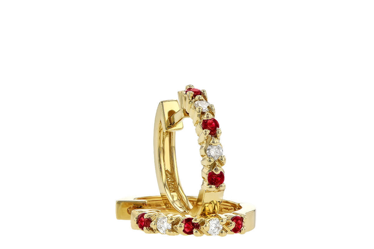 Allison Kaufman Ruby & Diamond Earrings in 14K Yellow Gold, 0.26 ctw (ER105-25), alternate view