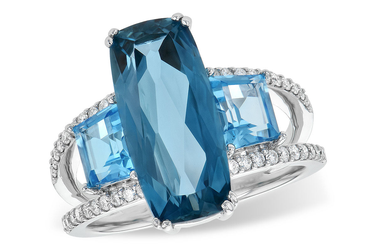 Allison Kaufman Blue Topaz & Diamond Ring in 14K White Gold, 6.67 ctw