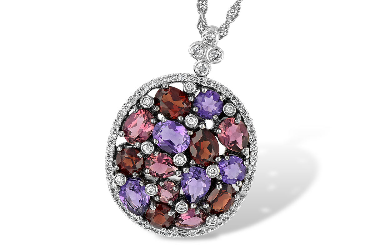 Allison Kaufman Multi-Gemstone & Diamond Necklace in 14K White Gold, 2.78 ctw