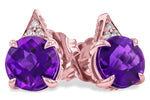 Allison Kaufman Amethyst & Diamond Earrings in 14K Rose Gold, 1.35 ctw