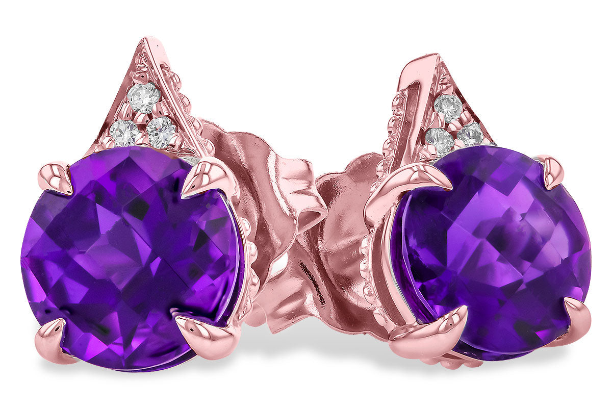 Allison Kaufman Amethyst & Diamond Earrings in 14K Rose Gold, 1.35 ctw