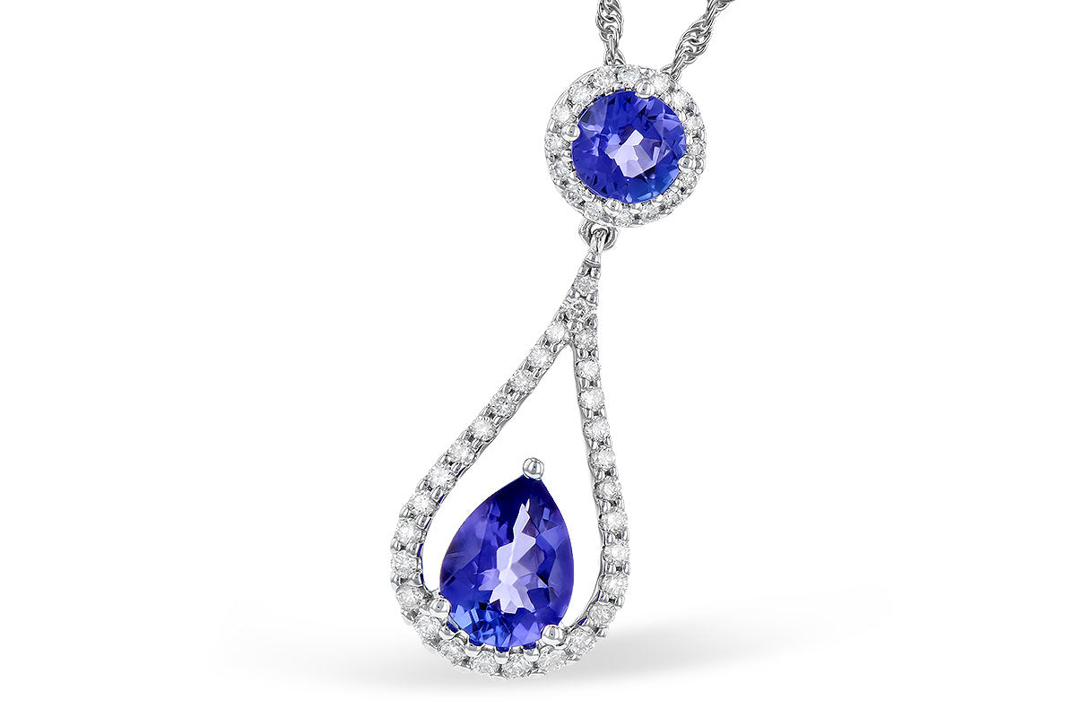 Allison Kaufman Tanzanite & Diamond Necklace in 14K White Gold, 1.80 ctw (N8218)