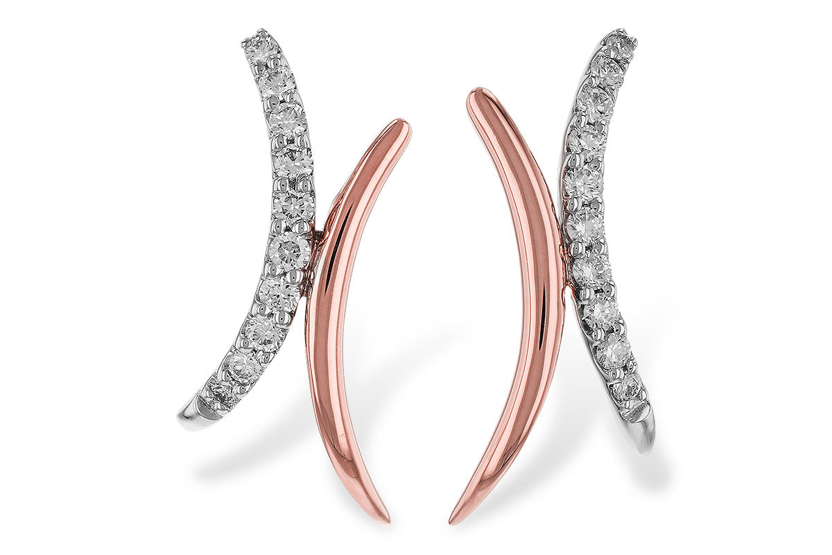 Allison Kaufman Diamond Earrings in 14K Rose & White Gold, 0.15 ctw