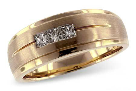 Allison Kaufman Princess-Cut Diamond Men's Wedding Band in 14K Yellow Gold, 0.31 ctw