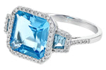 Allison Kaufman Blue Topaz & Diamond Ring in 14K White Gold, 4.60 ctw, alternate view