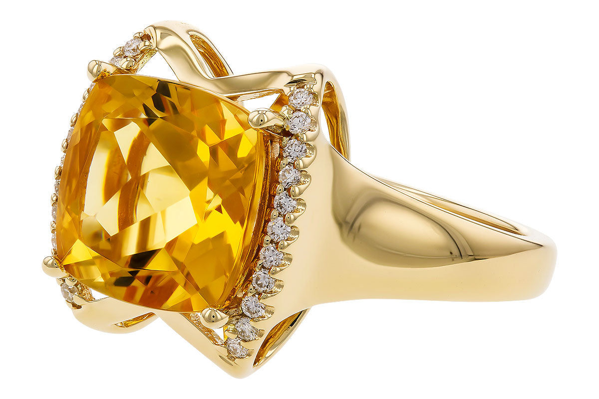 Allison Kaufman Citrine & Diamond Ring in 14K Yellow Gold, 3.85 ctw, alternate view