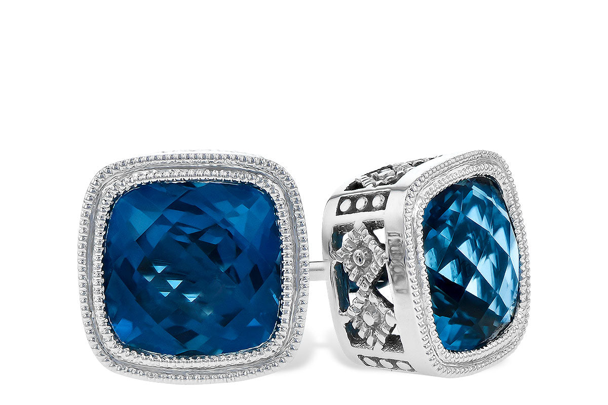 Allison Kaufman London Blue Topaz Earrings in 14K White Gold, 2.20 ctw