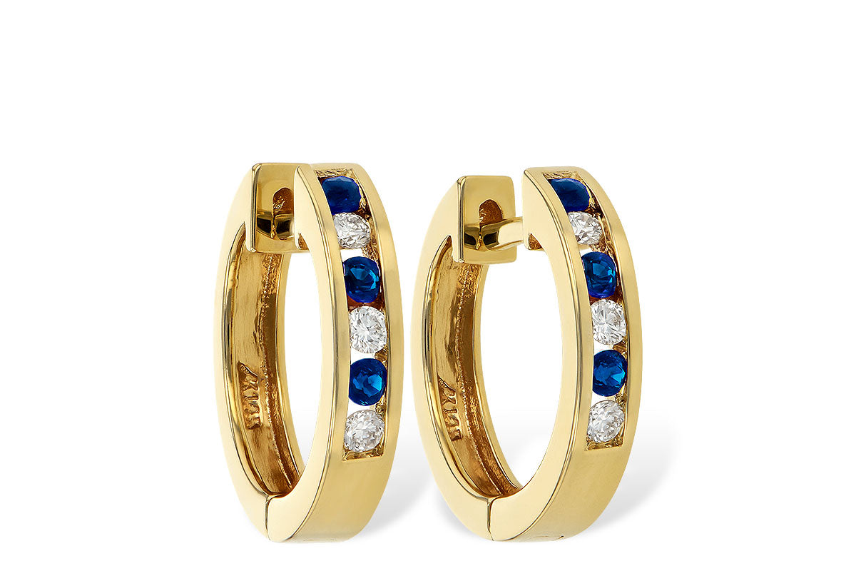 Allison Kaufman Sapphire & Diamond Earrings in 14K Yellow Gold, 0.26 ctw (ER103-25)
