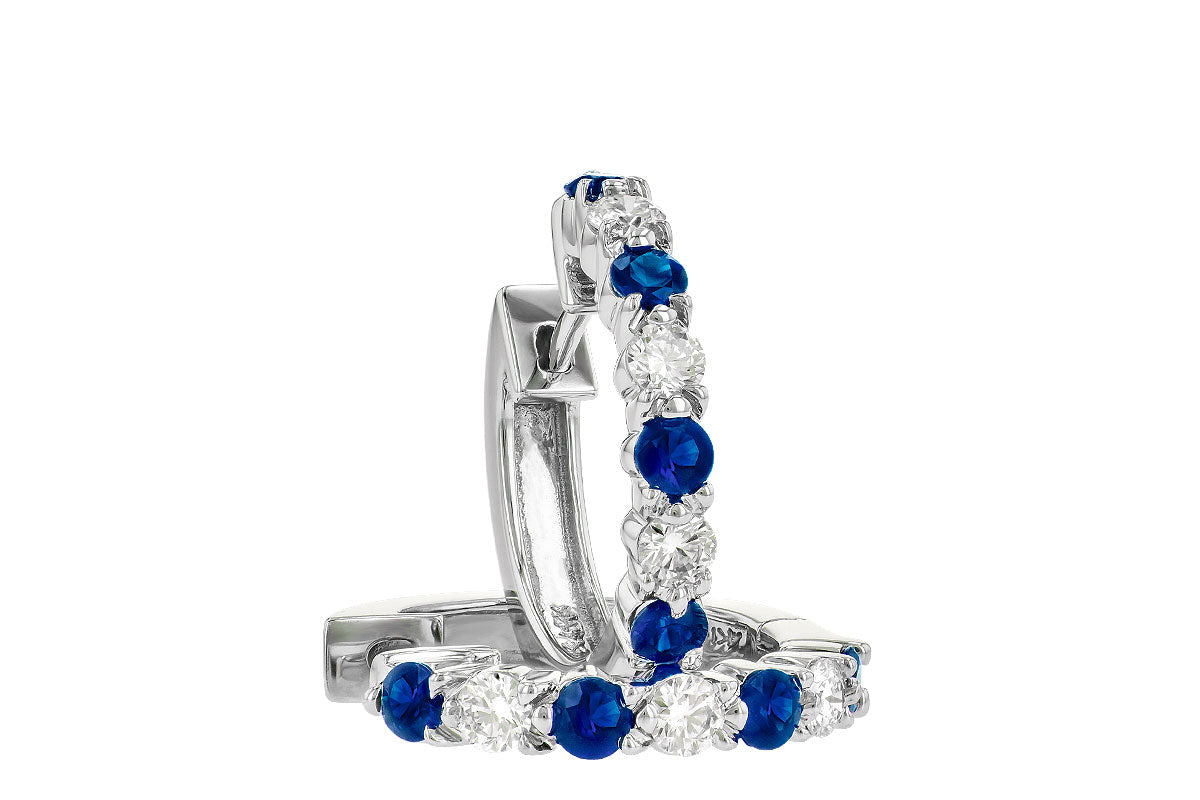 Allison Kaufman Sapphire & Diamond Earrings in 14K White Gold, 1.05 ctw, alternate view