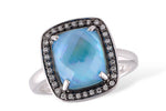 Allison Kaufman Blue Topaz & Diamond Ring in 14K White Gold, 3.54 ctw