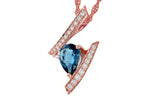 Allison Kaufman London Blue Topaz & Diamond Necklace in 14K Rose Gold, 1.23 ctw, alternate view