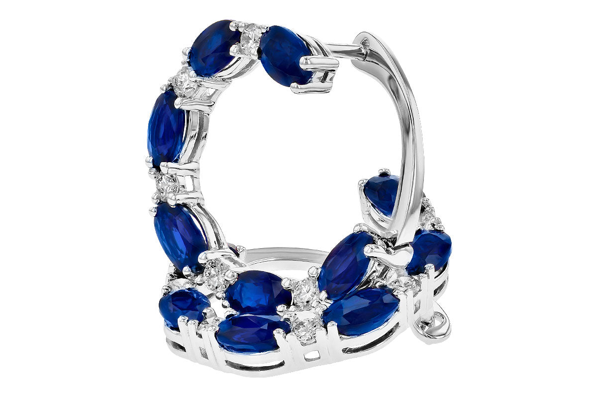 Allison Kaufman Sapphire & Diamond Earrings in 14K White Gold, 4.18 ctw, alternate view