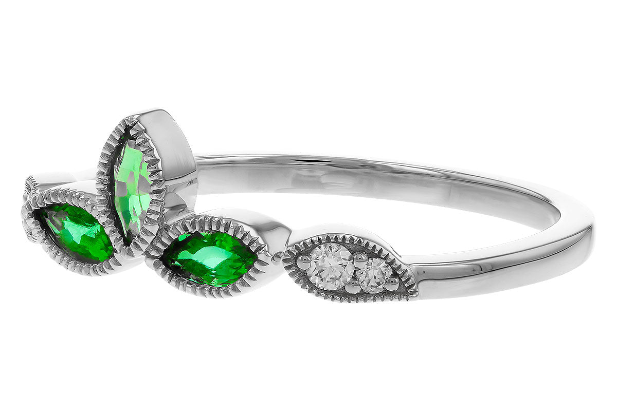 Allison Kaufman Emerald & Diamond Band Enhancer in 14K White Gold, 0.28 ctw, alternate view