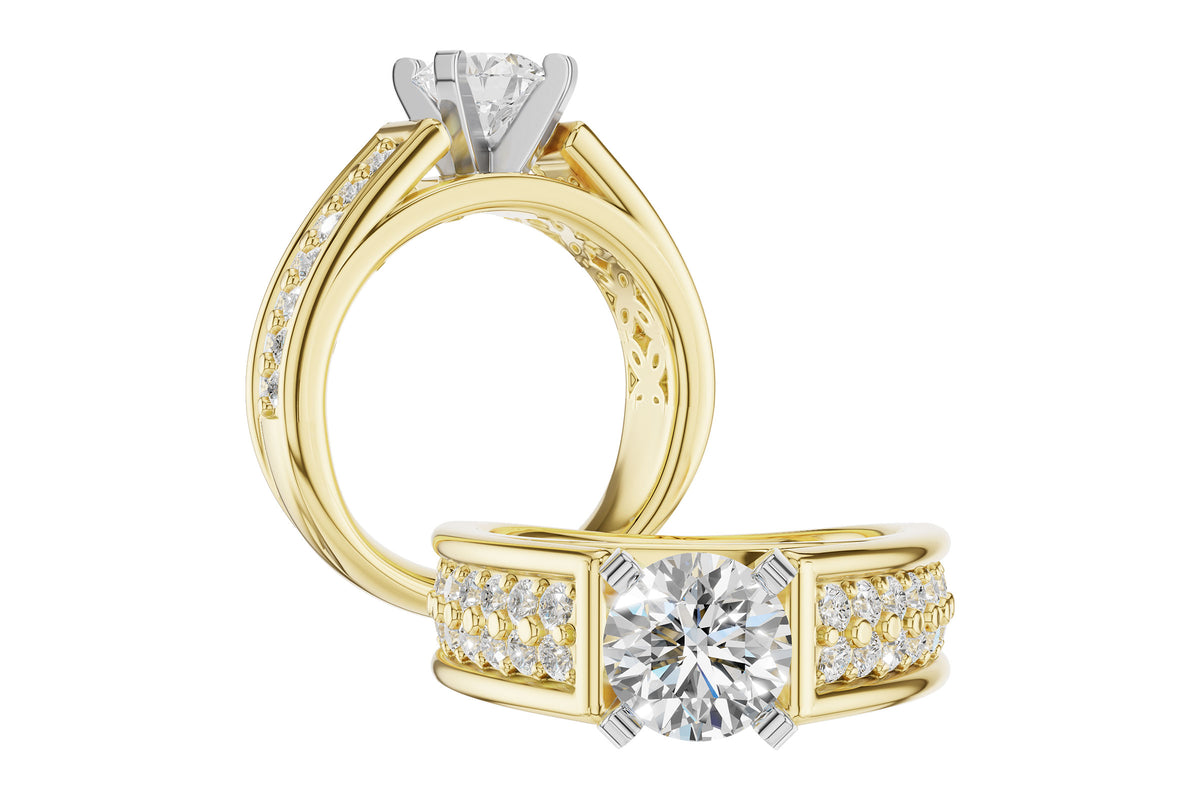 Allison Kaufman Diamond Engagement Ring Semi-Mount in 14K Yellow Gold, 0.70 ctw, alternate view