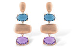 Allison Kaufman Blue Topaz, Amethyst & Diamond Earrings in 14K Rose Gold, 9.23 ctw