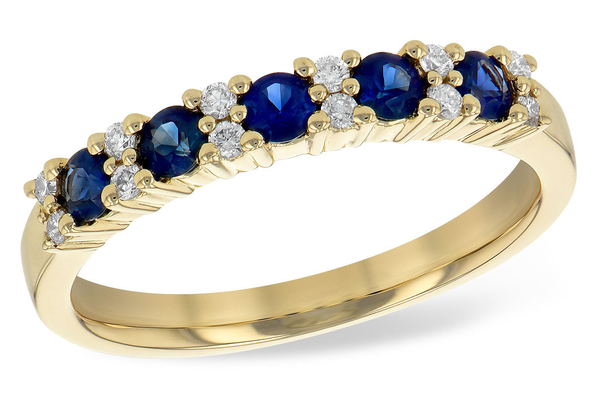 Allison Kaufman Sapphire & Diamond Wedding Band in 14K Yellow Gold, 0.56 ctw