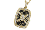 Allison Kaufman Onyx & Diamond Necklace in 14K Yellow Gold, 0.38 ctw (N7396)