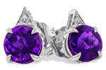 Allison Kaufman Amethyst & Diamond Earrings in 14K White Gold, 1.35 ctw
