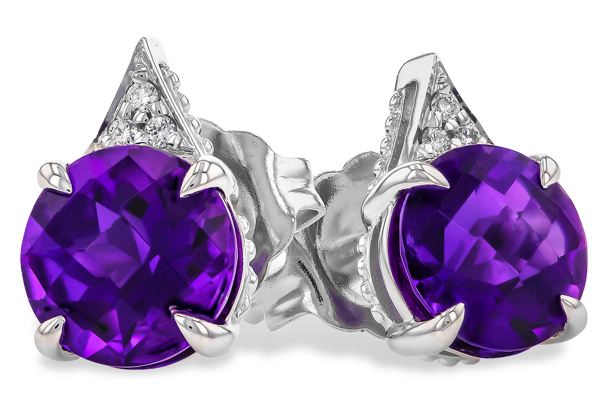 Allison Kaufman Amethyst & Diamond Earrings in 14K White Gold, 1.35 ctw