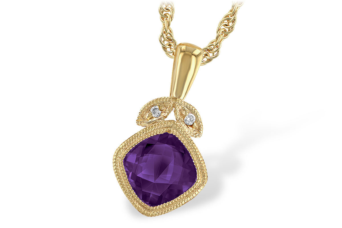Allison Kaufman Amethyst & Diamond Necklace in 14K Yellow Gold, 0.81 ctw