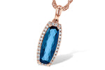 Allison Kaufman London Blue Topaz & Diamond Necklace in 14K Rose Gold, 1.70 ctw (N8169)